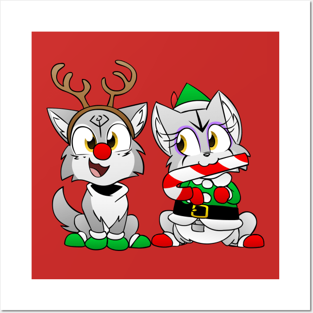 Nuka and Puka Christmas Outfits Wall Art by JeffKyler14